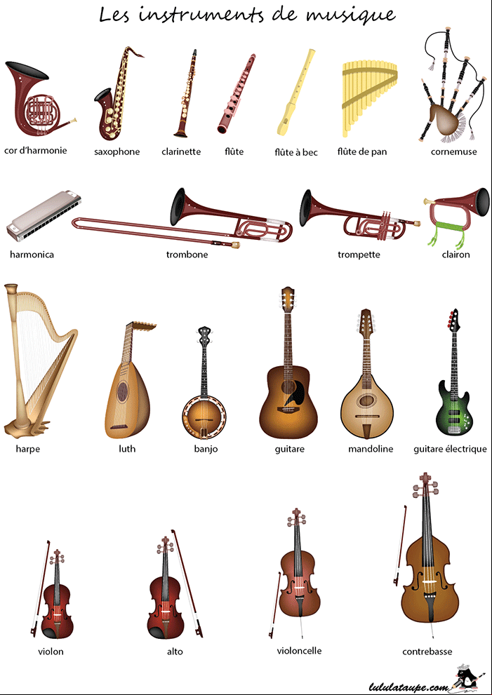 Imagier gratuit à imprimer, les instruments de musique (2)