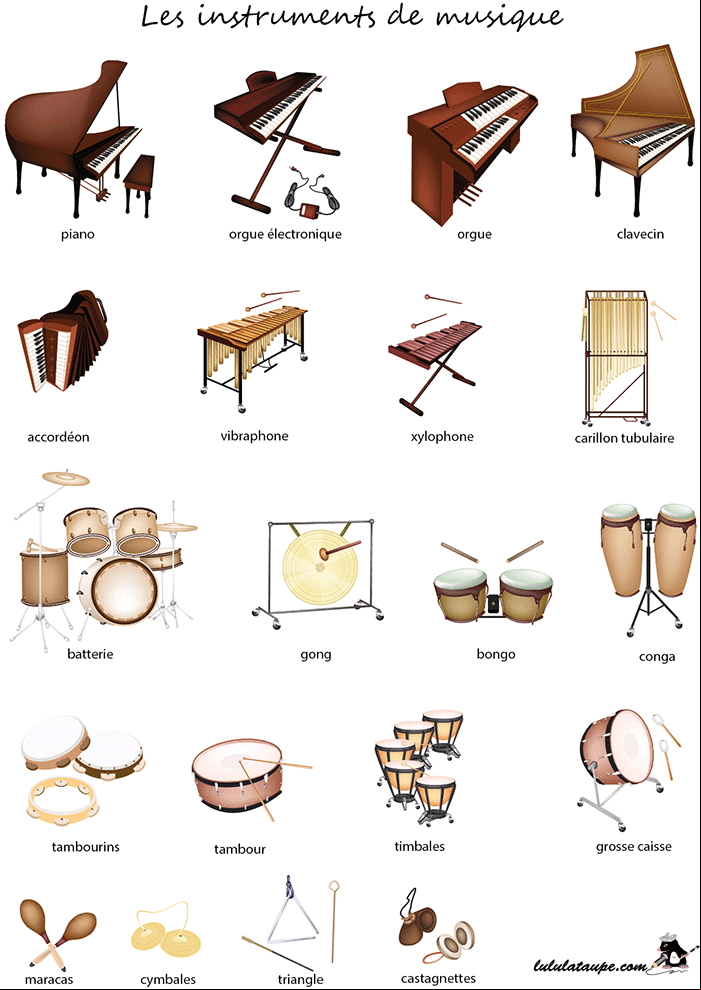 Imagier gratuit à imprimer, les instruments de musique (1)