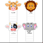 Carte avec têtes d'animaux à découper