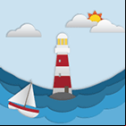 Carte à imprimer et à découper, un paysage marin