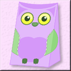Découpage, une boîte en couleurs en forme de hibou