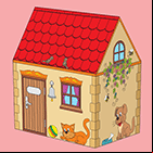 Coloriage, découpage d'une maison en papier