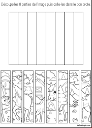 Puzzle à imprimer en noir et blanc, image des chevaux à reconstituer