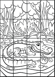 Puzzle à imprimer pour enfants de maternelle, un crocodile