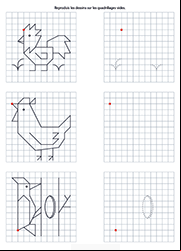 Modèle de dessins à reproduire sur quadrillage, jeu à imprimer, maternelle, GS, 
 