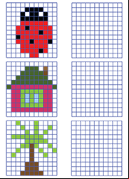 Reproduire sur quadrillage, exercice pour enfants de 6 ans et plus