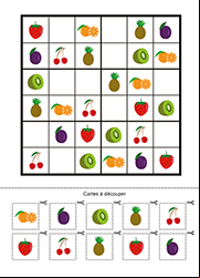 Jeu de sudoku à imprimer, les fruits