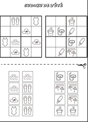 Jeu de sudoku pour enfants de maternelle, l'été