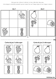 Jeu de sudoku pour enfants de maternelle, les fruits