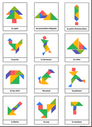Dessins divers en couleur pour jeu tangram à imprimer gratuitement