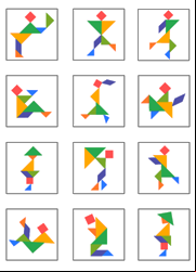 Modèles de personnages pour jeu tangram à imprimer en couleur