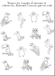 Jeu d'observation à imprimer enfants de 4 ans et plus, l'oiseau seul