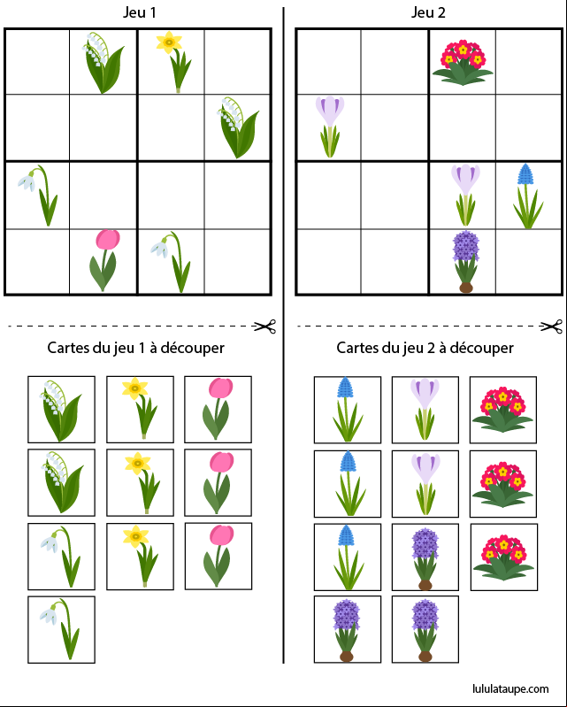 Jeu de sudoku à imprimer gratuitement, enfants de grande section de maternelle