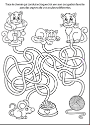 Jeu de labyrinthe gratuit à imprimer, les chats