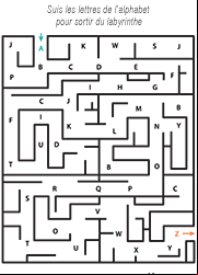Jeu de labyrinthe-alphabet, enfants de 4 ans et plus