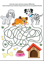 Jeu de labyrinthe gratuit à imprimer, les chiens