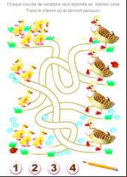 Labyrinthe gratuit à imprimer pour apprendre les chiffres de 1 à 4