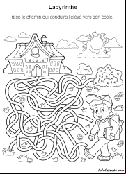 Jeu de labyrinthe, l'écolier sur le chemin de l'école