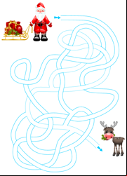 Jeu de labyrinthe gratuit, le Père Noël et son renne