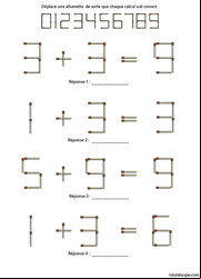Jeu de maths à imprimer, les allumettes à déplacer 
