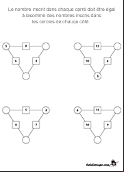 Jeu de chiffres à imprimer, les triangles arithmétiques, additions