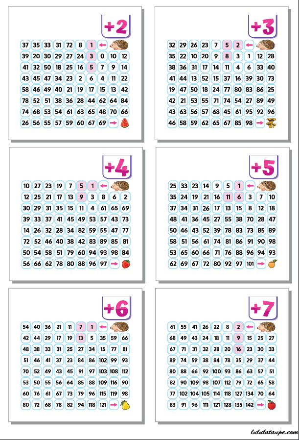 Jeux de mathématiques à imprimer, labyrinthes d'additions