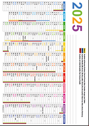 Calendrier 2025 ; 12 mois avec vacances scolaires